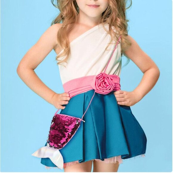 Sequined Mermaid Lanyard Coin Bag Small Wallet Children's Bag Fish Tail - Picture 5 of 7